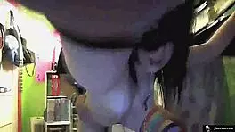 Cute teen emo girl performs on webcam