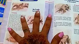 trans teen angelique crossdresses in roleplay, masturbates to orgasm after school with long hair and brown eyes