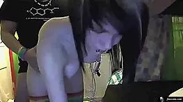 Cute teen emo girl performs on webcam