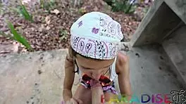 Russian Model Gets Shaved Pussy Pounded with Cum in Mouth on Paradise Day 4