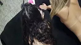 Blonde and brunette teens masturbate on webcam, showing big asses in contrasting styles with Couple Luna and Gabbie Luna