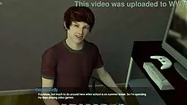 thicc step-aunt seduces with lap dance away from home in wild anime game part 1