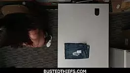 Busted Thief - Putting Dick Into Teen 18+ Mouth For Stealing - Lily Adams