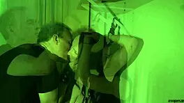 Bella Angel Sucks BDSM Master During Machine Fuck