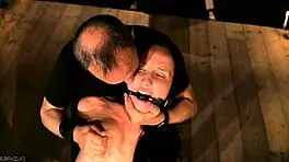 Bella Angel Sucks BDSM Master During Machine Fuck