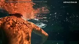 Lozhkova bathes in see through shorts in the pool