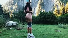 Big Ass Tourist Bent Over in Forest Doggy