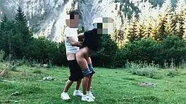 Big Ass Tourist Bent Over in Forest Doggy