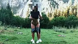 Big Ass Tourist Bent Over in Forest Doggy