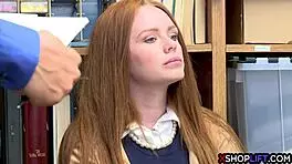 Redhead Busty Shoplifting Teen 18+ Refuses To Cooperate At Work