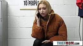 dumb blonde milf screwed with sexy shoplifter stepdaughter