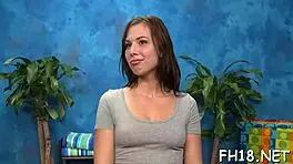 Hot teen girl oiled and screwed rough by massage therapist