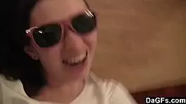 young brunette lesbians licking on the sofa, having a blast with their amateur russian couple fun