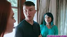 stepsiblings getting dirty and naughty in the bedroom