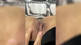 Naughty Kitty Masturbates in Pink Leggings, Showing Shaved Pussy