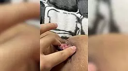 Naughty Kitty Masturbates in Pink Leggings, Showing Shaved Pussy