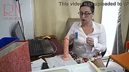 Secretary Gets Fucked With Dildo Under Hidden Security Camera In Office