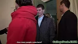 wow, that european girl got jizzed hard at her bday party bash!