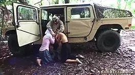 outdoor military reality video featuring petite 18+ arab teen in army uniform with ass focus