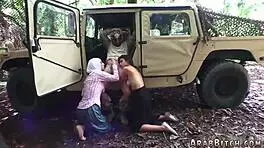 outdoor military reality video featuring petite 18+ arab teen in army uniform with ass focus