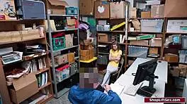 Petite Shoplifter Fucks Security Officer