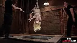 Petite BDSM Sub Suspended, Whipped, and Fucked Hard by Her Master