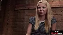 Petite BDSM Sub Suspended, Whipped, and Fucked Hard by Her Master