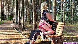 kinky blonde gets creampie from stranger in public while jumping rough dick