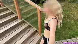 Hey, wanna see this hot blonde flashing bouncing boobs while running naked in the park?
