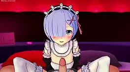 cum loving rem enjoys handjob in love hotel with maid outfit