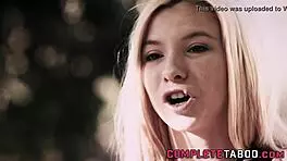 Blonde Teen Rubs Against Busty Milf Outdoors