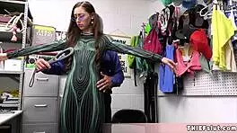 She stole a costume, now pays mall cop with tight pussy