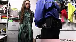 She stole a costume, now pays mall cop with tight pussy