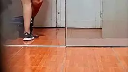 Hidden camera on cute Argentine secretary