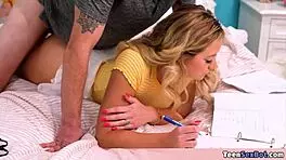 Cute Blonde Stepdaughter Studies With Compromise