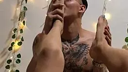 He Sucks My Feet for Footjob and Cums on Soles