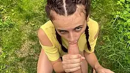 Fucking Petite 18+ Stepsister with Natural Small Tits in Hairy Bushes Bent Over Outdoors