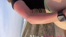 On the beach, alinenovak gets DOGGYSTYLE with her huge ass and lucky panties.
