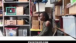 black suspect bent over, punished by loss prevention officer with big cock in garage