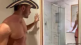 British blonde with petite body services big cock in fitness session