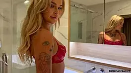 British blonde with petite body services big cock in fitness session