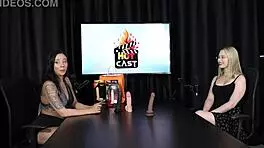 hot blonde vivian lola kisses brunette shows ass tits sucked in sheer red lingerie