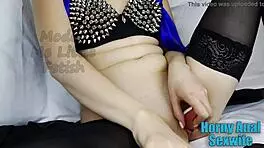 Damn! Horny punk girl in cosplay uniform uses vacuum vibrator for real orgasm!