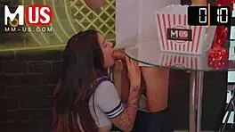 Carolina Cortez and Apollo Banks start with kissing in Jerkaoke ep1. They escalate to hardcore blowjobs and licking wet pussies.