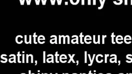 shiny gold pvc panties fit perfectly on teen babe