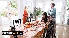 Thanksgiving family fun gets wild with rowdy cum together! 🦃