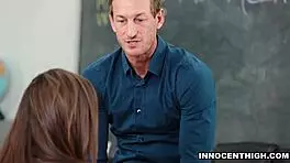 Sexy Slut Lily Jordan Rides Her Creepy Teacher's Cock Hard. She Takes It Deep in Cowgirl With Her Shaved Small Tits Bouncing.