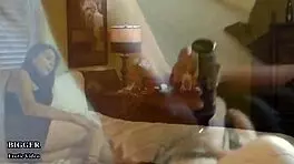 Petite Latina In Heels With Shaved Legs And Small Tits