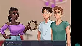 Wow, the neighbor's big tits look amazing in summertime saga!