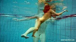 Big Tits Petite Babe Deniska Enjoys Swimming Underwater in the Pool